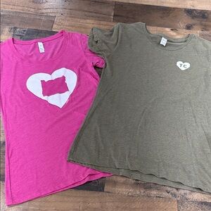 Pink and Green Heart Graphic Kids T-Shirts